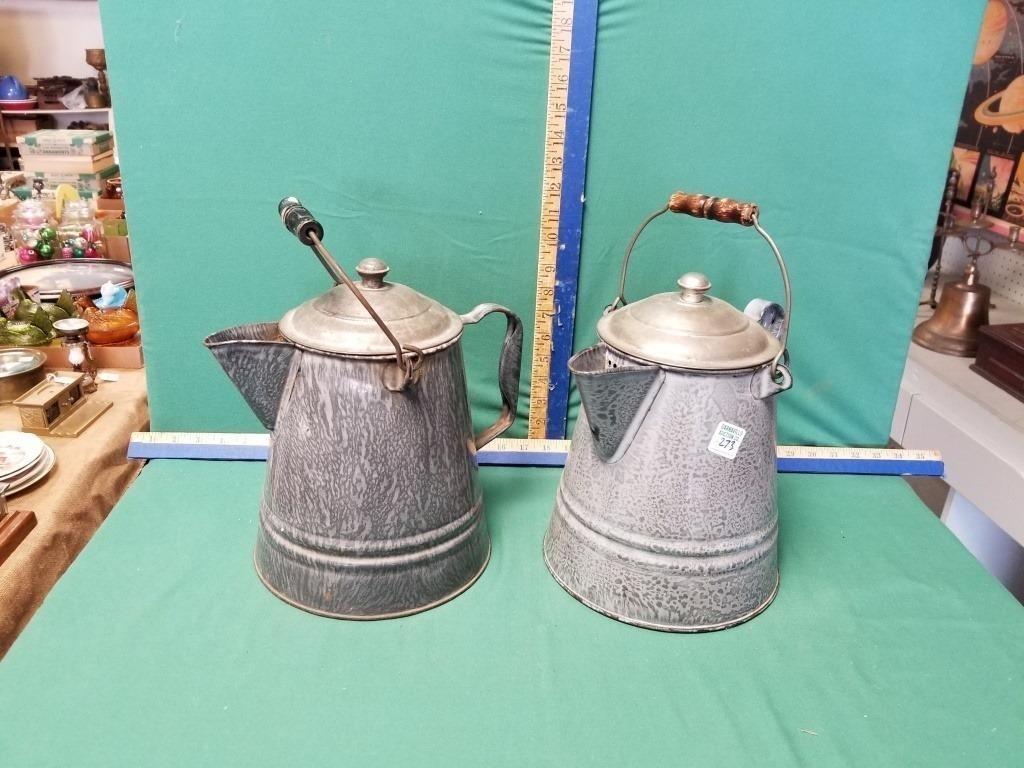 2 GRANITEWARE COFFEE POTS