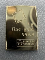 1G 999 Fine Gold Essayeur Bar