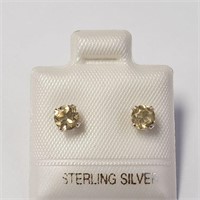 Sterling Silver Citrine Stud Earrings SJC