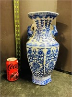 Chinoiserie Hexagon Cobalt Blue Vase