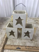 Primitive Wooden Votive Boxes w/ Star