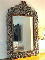 LARGE ORNATE MIRROR PEWTER/GOLD COLORS