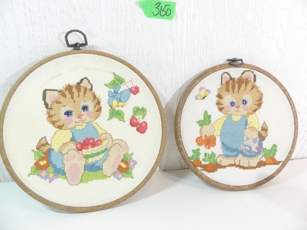 2 Vintage Needle Point Art