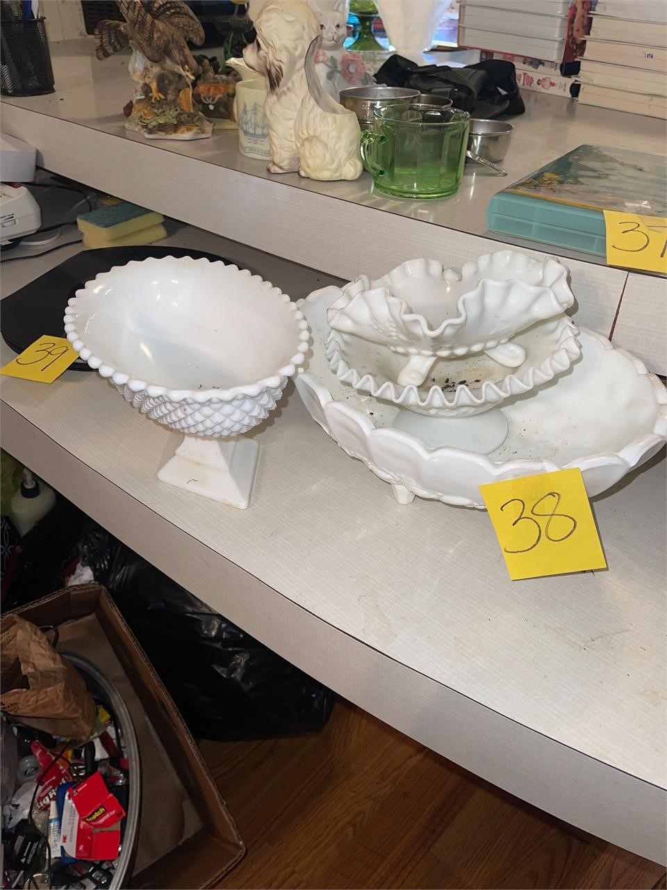 milk glass lot art glass