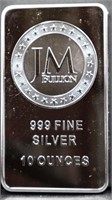 10oz JM Bullion silver bar