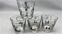 Vintage Nautical Glasses Set of 4