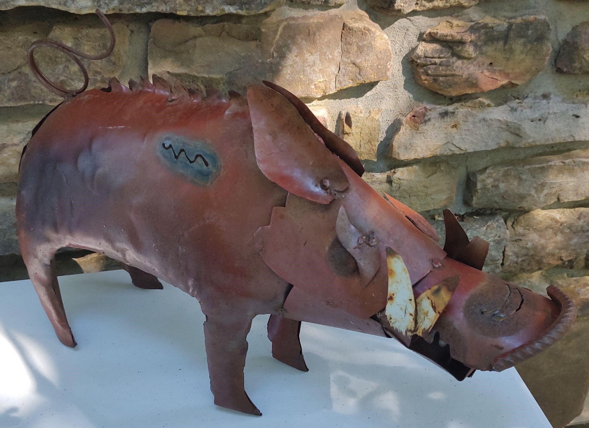 Rustic Metal Razorback Sculpture