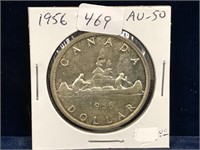 1956 Can Silver Dollar  AU50