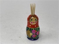 VTG Wood Russian Nesting Doll Toothpick Holder