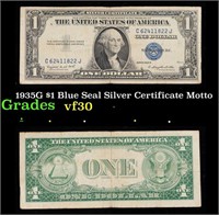 1935G $1 Blue Seal Silver Certificate Grades vf++