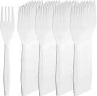 600 Medium-Weight Disposable Plastic Forks - White