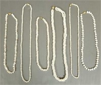 6 pearl necklaces with 14K clasps