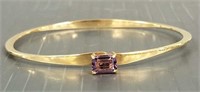 14K gold bangle bracelet set with amethyst - 8.3