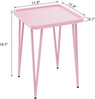 Square Side TablE for Small Spaces Metal End Pink