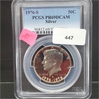 PCGS 1976-S PR69DCAM 40% Silver JFK Half $1