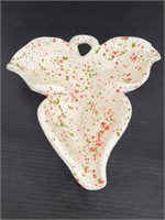 Speckled vintage ceramic marked GS leaf dish