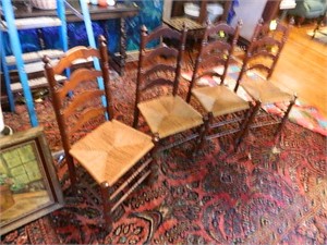 4 Ladder Back Cane Bottom Chairs