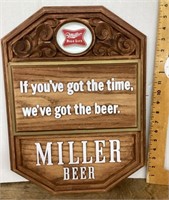 Plastic Miller Beer sign