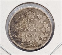 1903 Canada Sterling Silver 10-Cent Coin