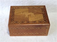 Inlaid Wooden Box w/ Dog Picture