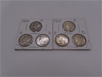 (2) 3coin 1935/37 Silver Mercury P/D/S Dime Sets