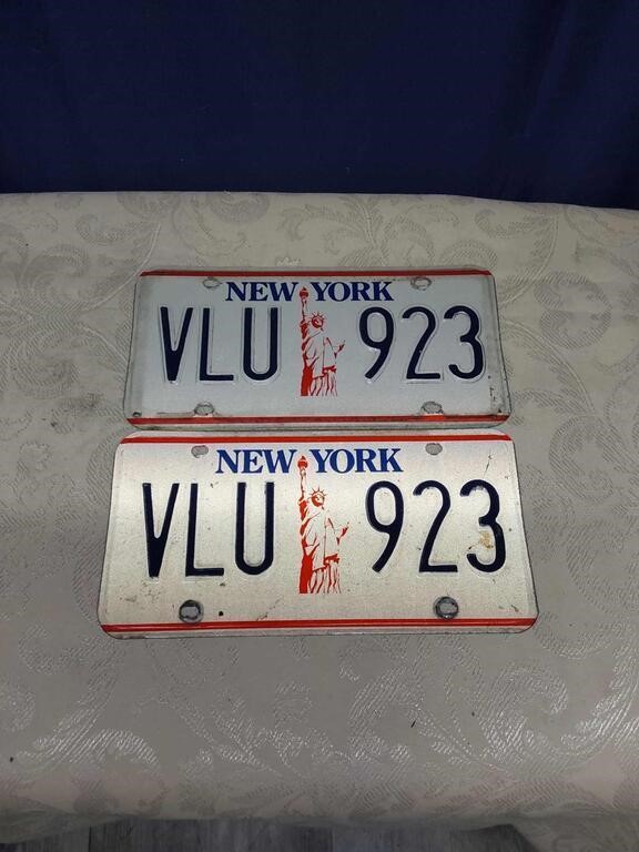 2 New York Matching License Plates