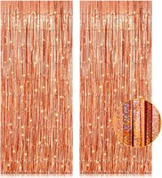 1 Pack Rose Gold Foil Fringe Curtain 3.2ft x 8.2ft