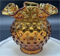 Fenton Autumn Gold Hobnail Ruffle Vase