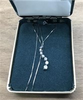 14K White Gold 7 Diamond Journey-Style Necklace
