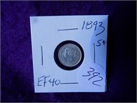 1893 Canada 5 Cent EF40