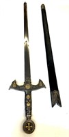 Sword & Scabbard Maltese Cross and 27" Blade