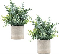 2 Pack Small Fake Plants Eucalyptus