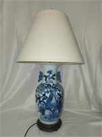 Antique blue and white vase turned into a lamp