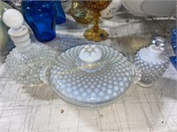 Moonstone candy dish and bottles