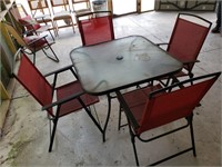 Patio table & 4 folding chairs