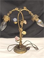 Beautiful Vintage Metal & Porcelain Lamp