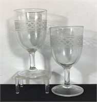 PAIR ETCHED GOBLETS