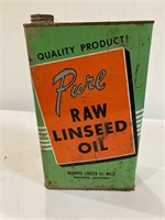 Raw linseed oil. Retro tin. About 1/2 full