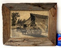 Vintage Barn Art Print Framed in Barn Wood