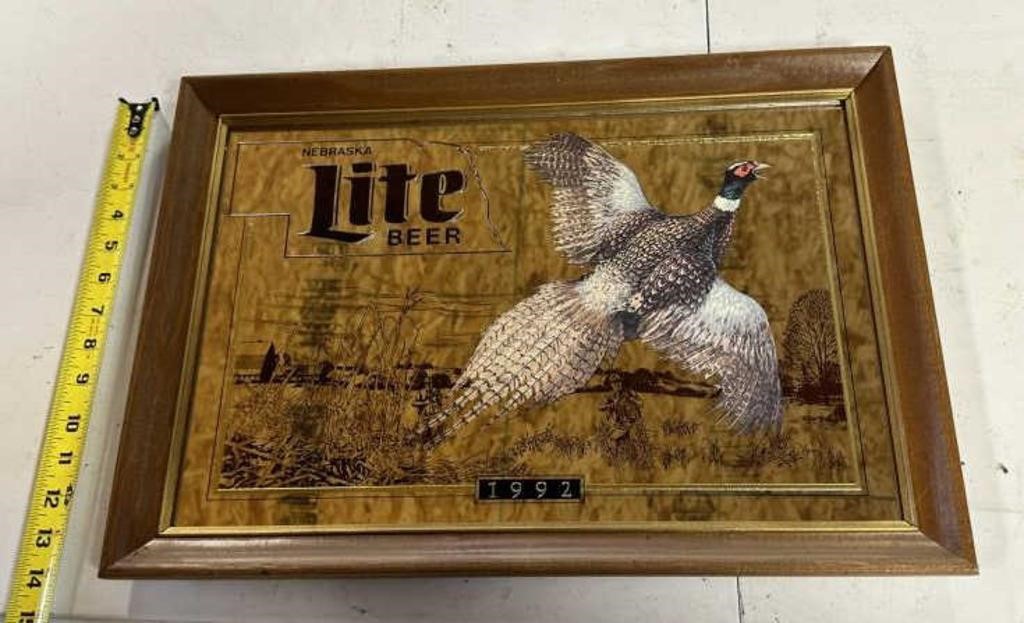 Nebraska Lite Beer 1992 Mirror - pheasant