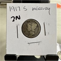 1917-S MERCURY SILVER DIME