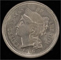 1865 3 CENT NICKEL CH BU