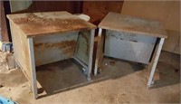 2 metal work carts on casters, 26" X 26" X 25"