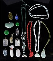 A Group of 17 Pendants & Necklaces w/Box