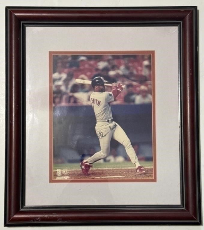 Framed Ozzie Smith Autographed 8x10 Photo w/COA!