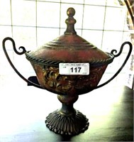 METAL COVERED URN DECOR 15IN