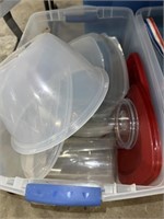 TOTE OF PLASTIC CONTAINERS