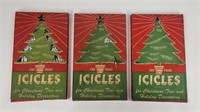 3) ANTIQUE TINSEL ICICLES W/ BOXES