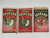 3) ANTIQUE CHRISTMAS TINSEL ICICLES W/ BOXES