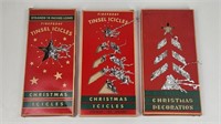 3) ANTIQUE TINSEL ICICLES W/ BOXES